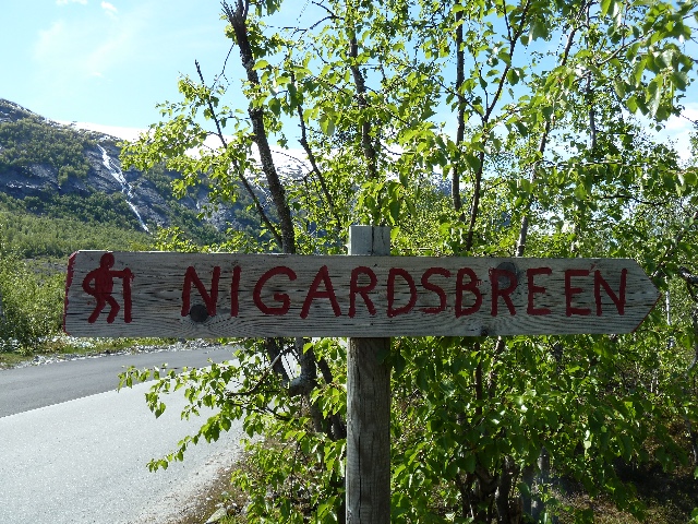  Direkt vid campingen delvis lite trkiga vg brjar Nigardsbreen