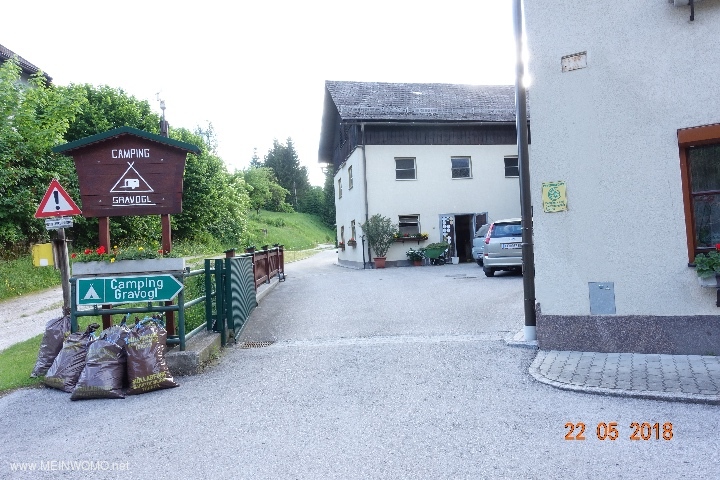  The access to the campsite, in the foreground the sanitary building