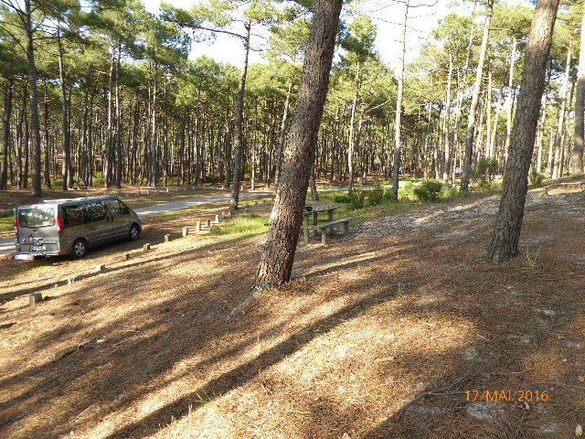  The width of the parking space!.  Although many camping cars were there one is somehow alone!