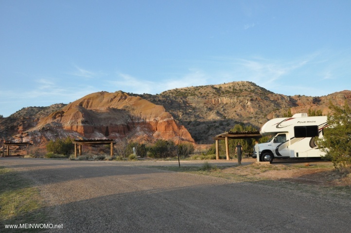  spacious parking spaces in the Palo Duro State Park Campground