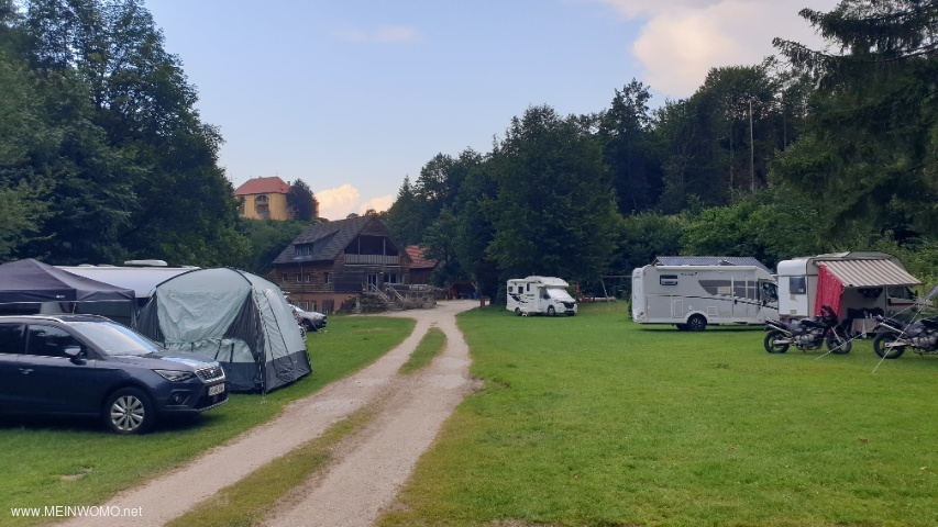 View towards driveway and sanitary facilities