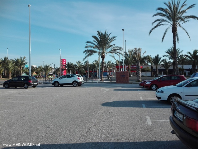  Shows parking lot, view towards roundabout