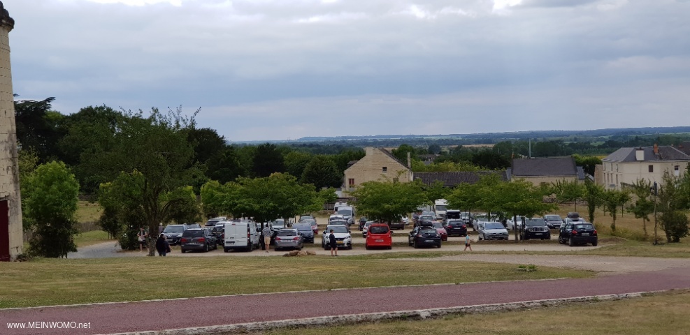 View from the castle to the parking lot 